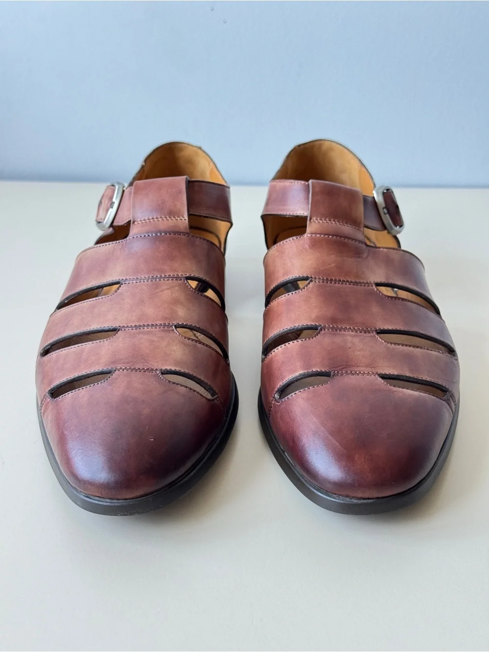 Magnanni for Saks Fifth Avenue Men's Leather Fisherman Sandals Sz 9M